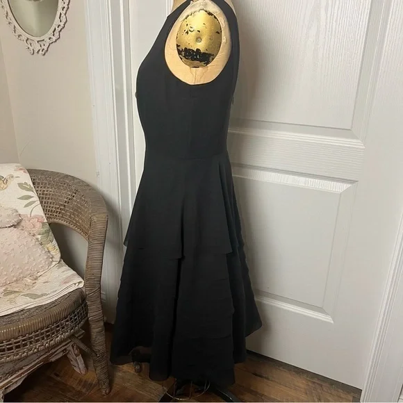 White House Black Market black cocktail dress, sleeveless, layers of ruffles - Picture 3 of 7